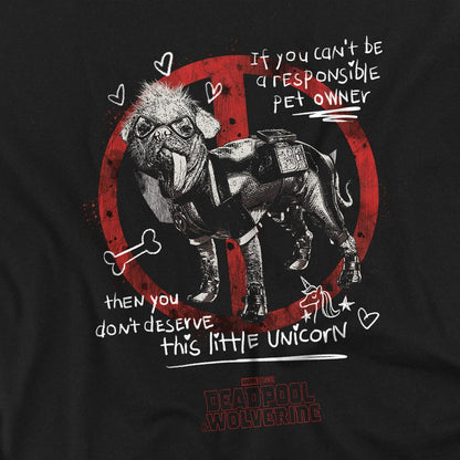 Black - Side - Deadpool & Wolverine Unisex Adult Dogpool Unicorn T-Shirt