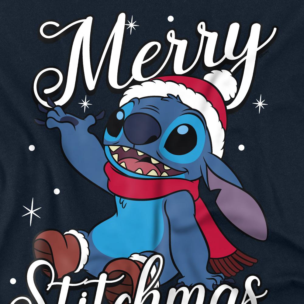 Navy - Side - Lilo & Stitch Unisex Adult Merry Stitchmas T-Shirt