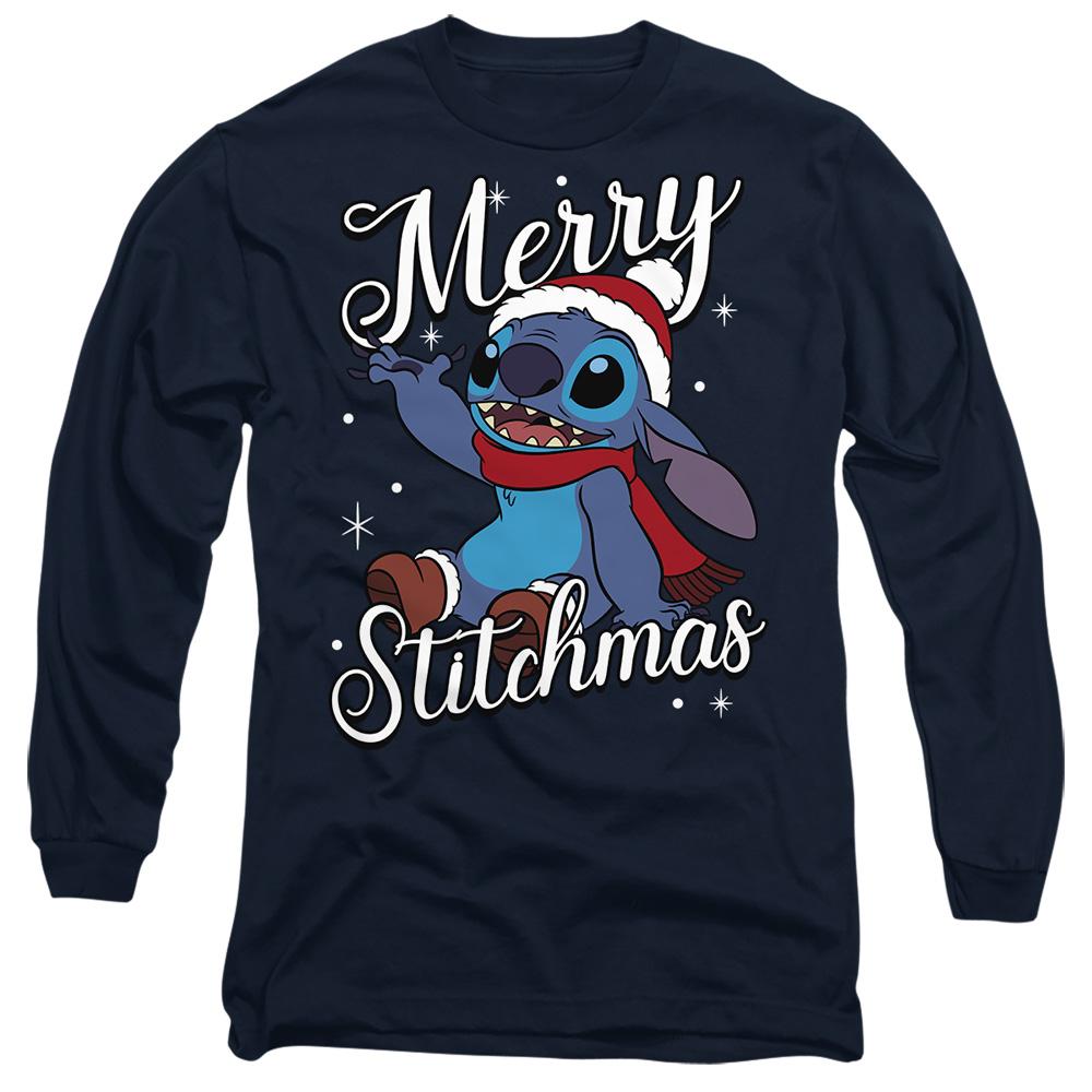 Navy - Front - Lilo & Stitch Unisex Adult Merry Stitchmas T-Shirt