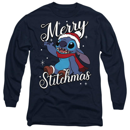 Navy - Front - Lilo & Stitch Unisex Adult Merry Stitchmas T-Shirt