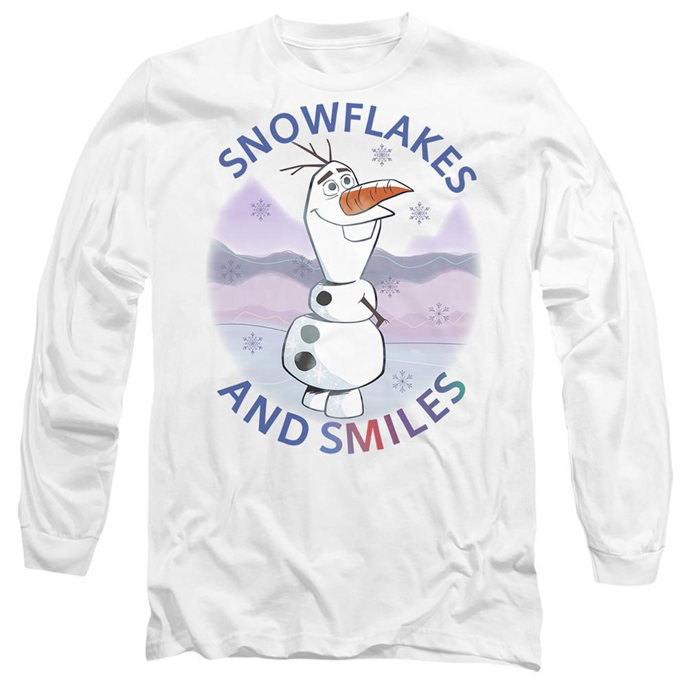 White - Front - Frozen Unisex Adult Olaf Snowflakes And Smiles T-Shirt