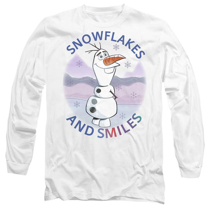 White - Front - Frozen Unisex Adult Olaf Snowflakes And Smiles T-Shirt