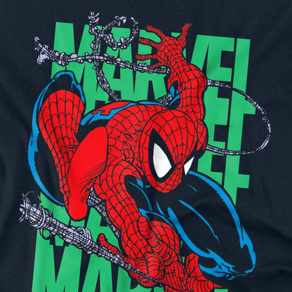 Navy - Side - Spider-Man Unisex Adult Wall Crawling T-Shirt