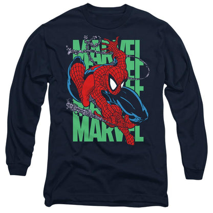 Navy - Front - Spider-Man Unisex Adult Wall Crawling T-Shirt