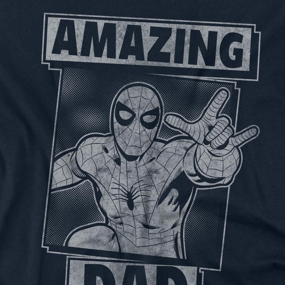 Navy - Side - Spider-Man Unisex Adult Amazing Dad Mono Fathers Day T-Shirt