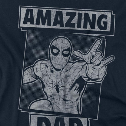 Navy - Side - Spider-Man Unisex Adult Amazing Dad Mono Fathers Day T-Shirt