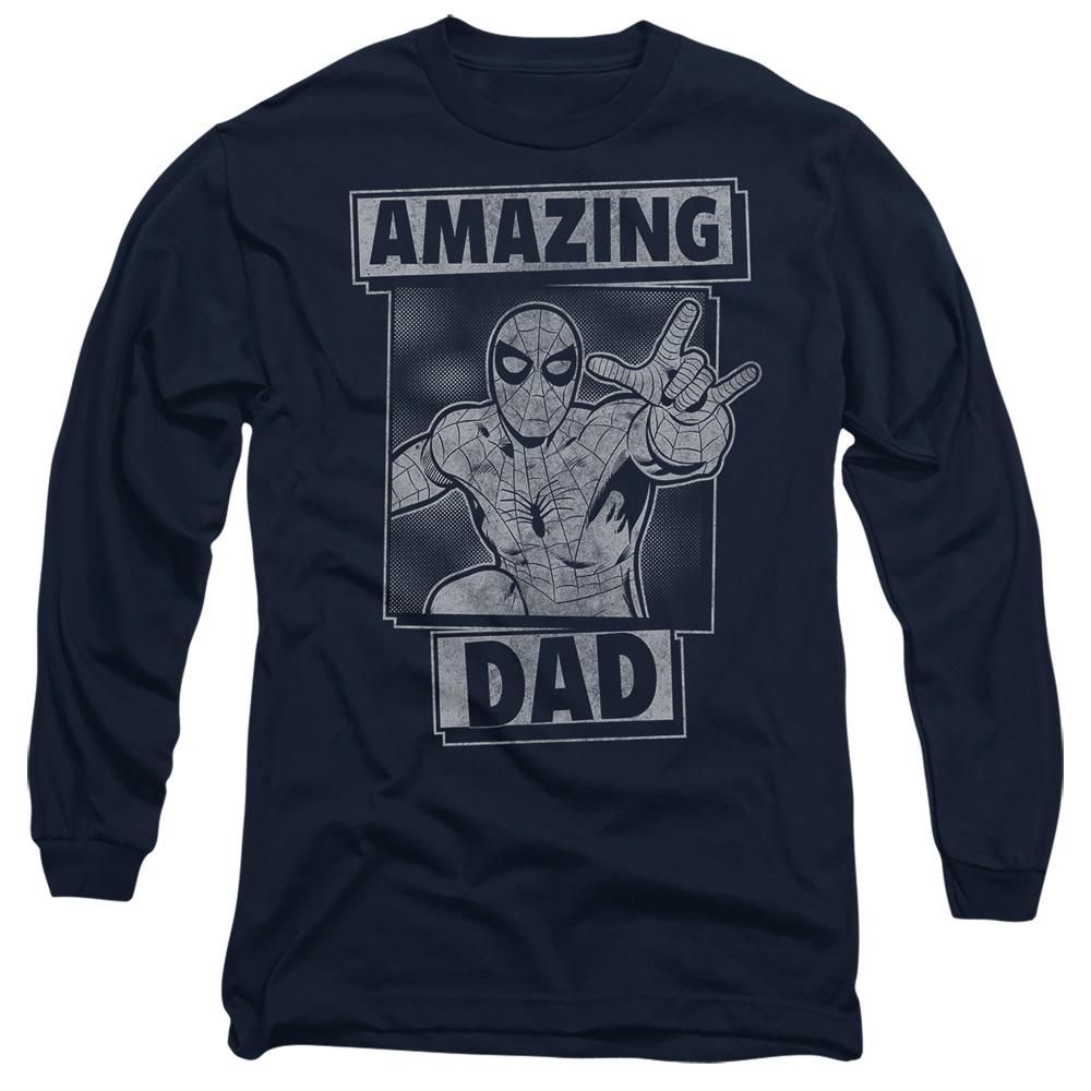 Navy - Front - Spider-Man Unisex Adult Amazing Dad Mono Fathers Day T-Shirt