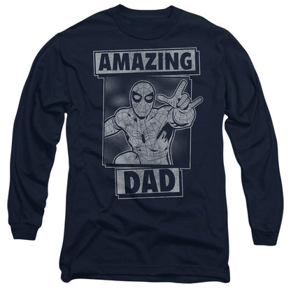 Navy - Front - Spider-Man Unisex Adult Amazing Dad Mono Fathers Day T-Shirt