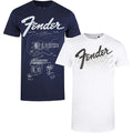 Navy-White - Front - Fender Mens Printed T-Shirt (Pack of 2)