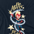 Navy - Side - Captain Marvel Unisex Adult Be Merry Be Bright T-Shirt