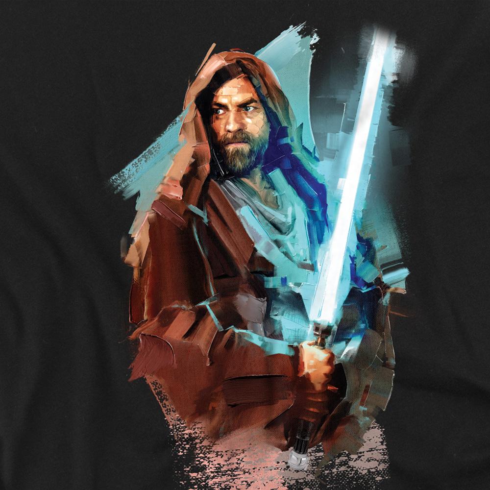 Black - Side - Star Wars Unisex Adult Obi Wan Kenobi Painted T-Shirt