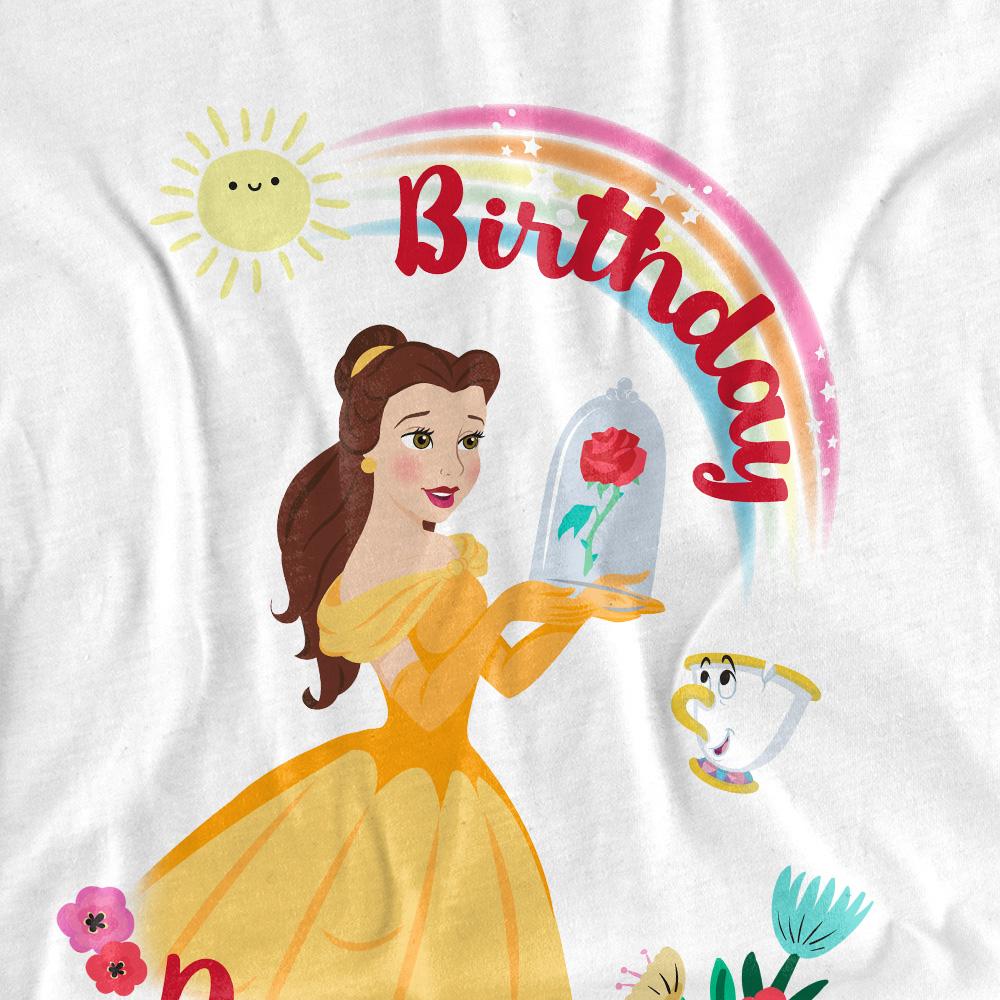 White - Side - Beauty And The Beast Unisex Adult Birthday Princess Belle Chip T-Shirt