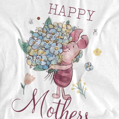 White - Back - Winnie the Pooh Unisex Adult Happy Mothers Day Piglet T-Shirt