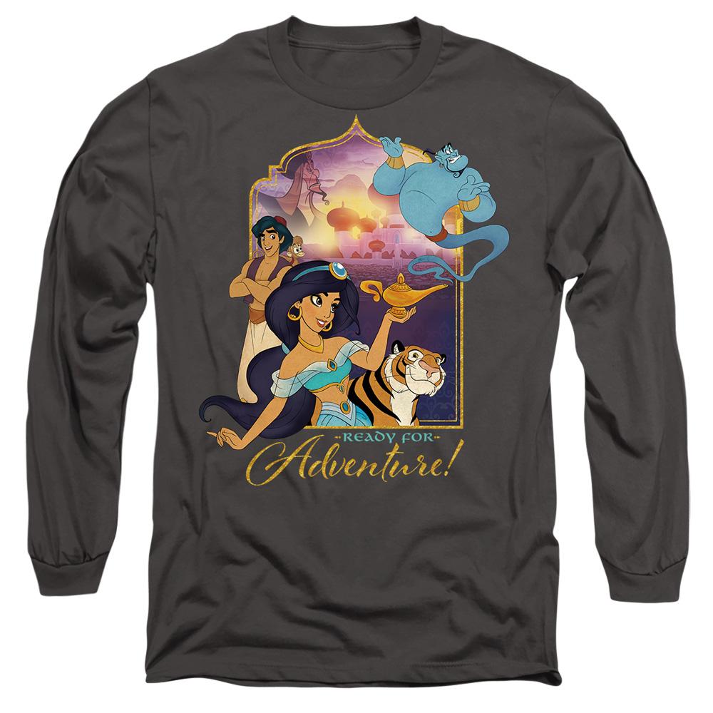 Charcoal - Front - Aladdin Unisex Adult Are Ready For Adventure Jasmine Abu Rajah Genie T-Shirt