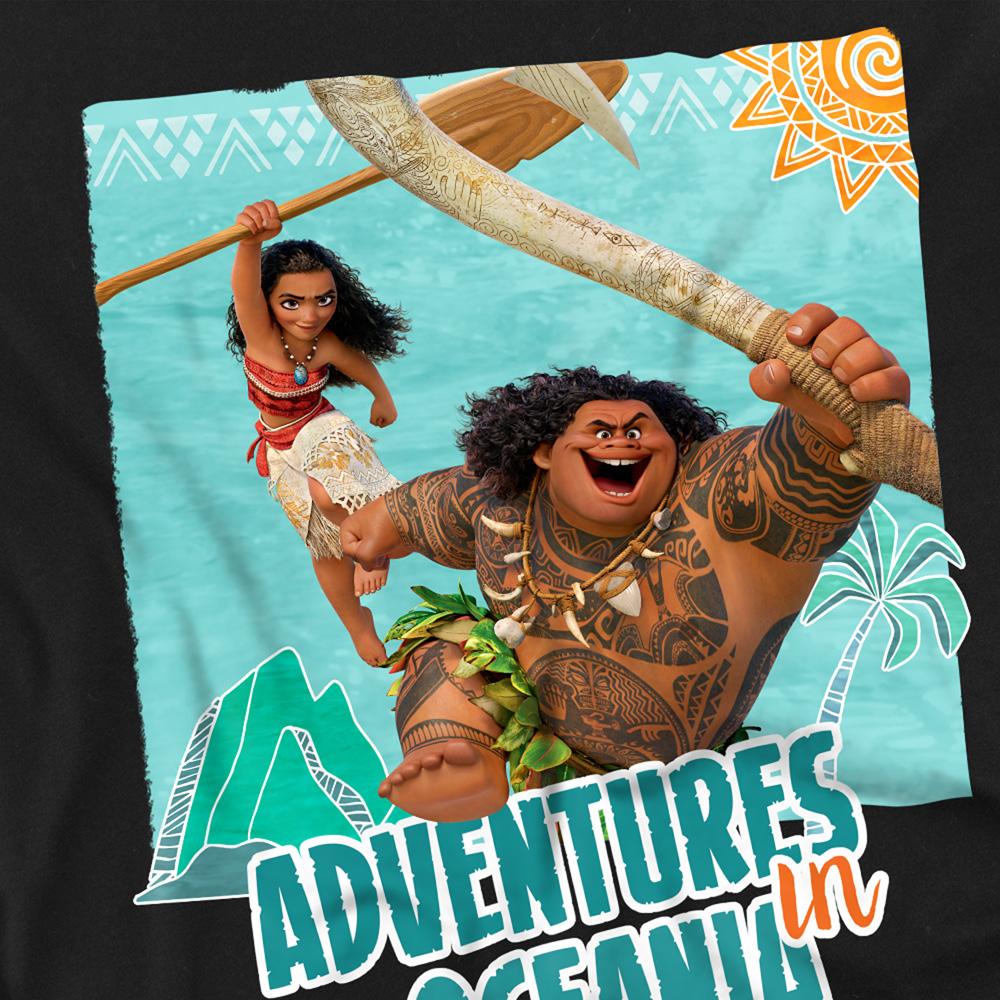 Black - Side - Moana Unisex Adult Adventures In Oceania Maui Moana T-Shirt