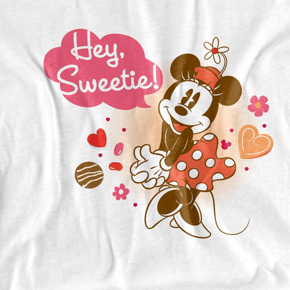 White - Side - Disney Unisex Adult Hey Sweetie! Minnie Mouse Vintage Valentine`s Day T-Shirt