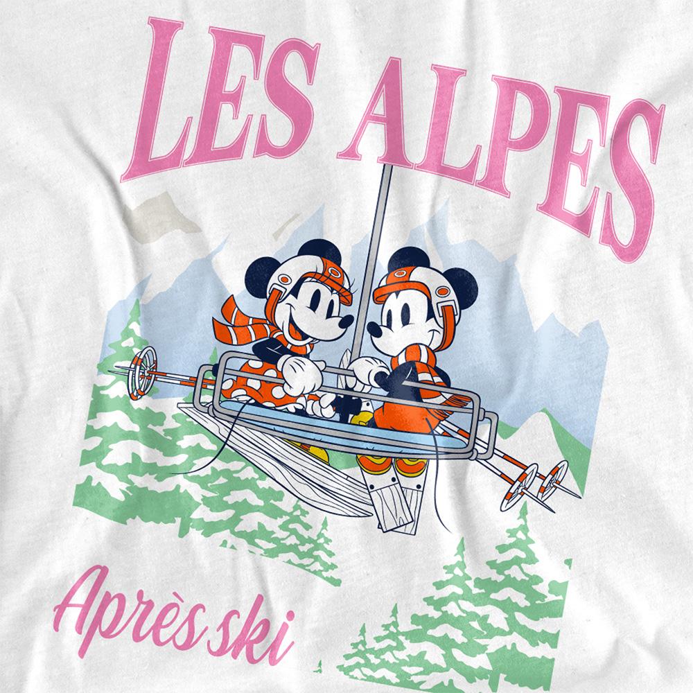 White - Side - Disney Unisex Adult Les Alpes Mickey Mouse T-Shirt