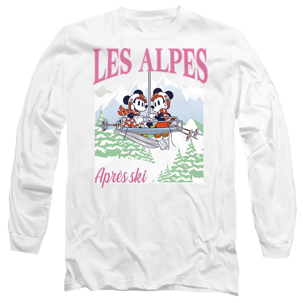White - Front - Disney Unisex Adult Les Alpes Mickey Mouse T-Shirt