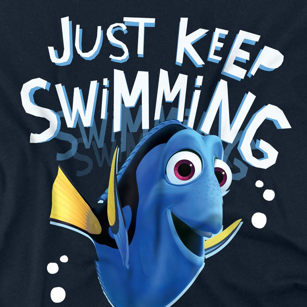 Navy - Side - Finding Nemo Unisex Adult Just Keep Swimming Dory T-Shirt