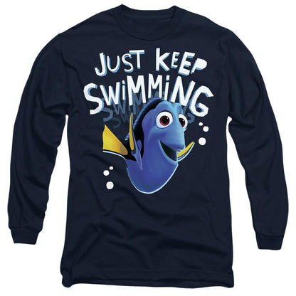 Navy - Front - Finding Nemo Unisex Adult Just Keep Swimming Dory T-Shirt