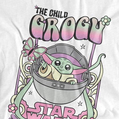 White - Side - Star Wars: The Mandalorian Unisex Adult Grogu Hippie T-Shirt