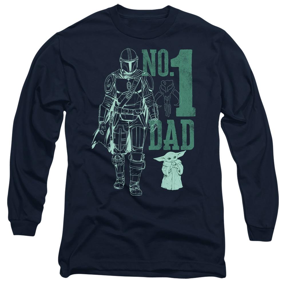 Navy - Front - Star Wars: The Mandalorian Unisex Adult No. 1 Dad Mando T-Shirt