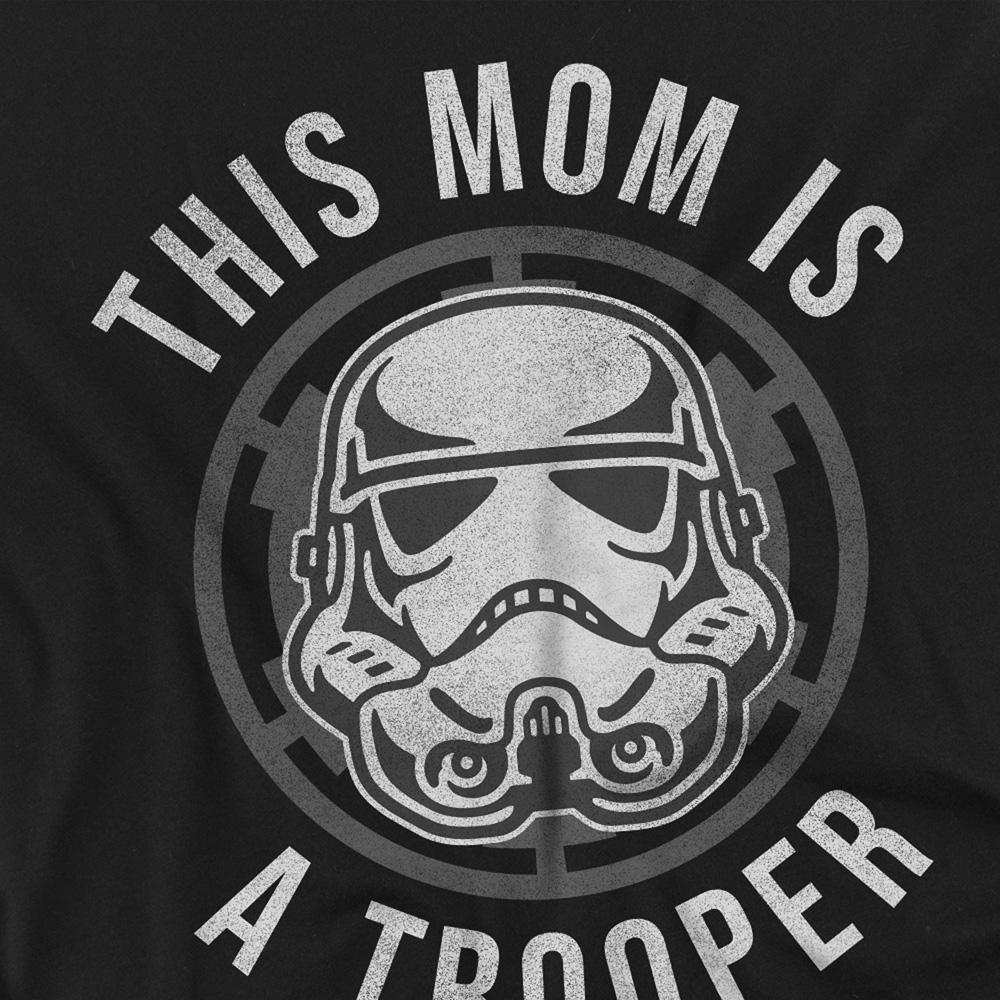 Black - Side - Star Wars Unisex Adult Mom Is A Trooper Mothers Day T-Shirt