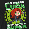 Black - Side - Black Widow Unisex Adult St Patrick´s Day Lucky Superhero St Patricks Day T-Shirt