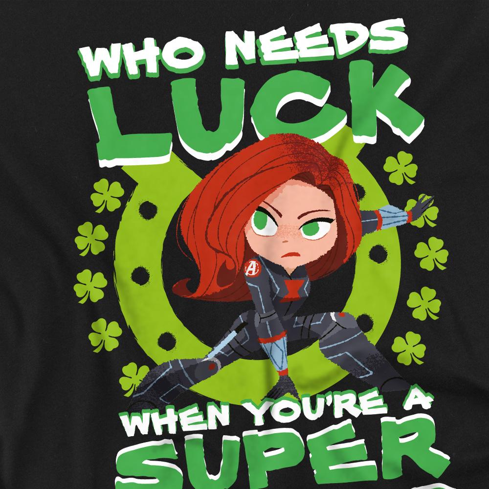 Black - Side - Black Widow Unisex Adult St Patrick´s Day Lucky Superhero St Patricks Day T-Shirt