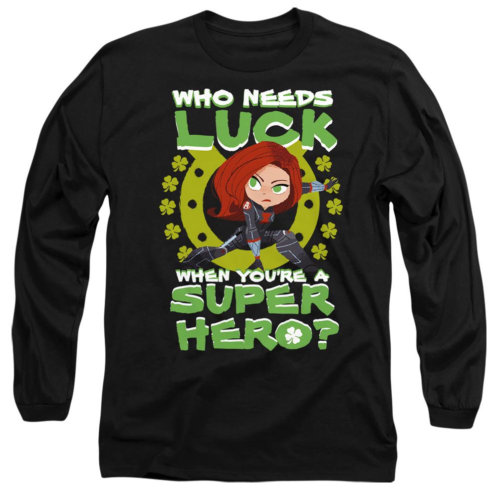 Black - Front - Black Widow Unisex Adult St Patrick´s Day Lucky Superhero St Patricks Day T-Shirt