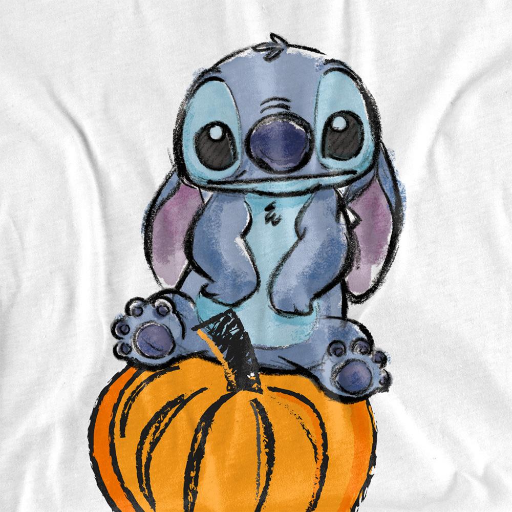 White - Side - Lilo & Stitch Unisex Adult Pumpkin Sketch T-Shirt