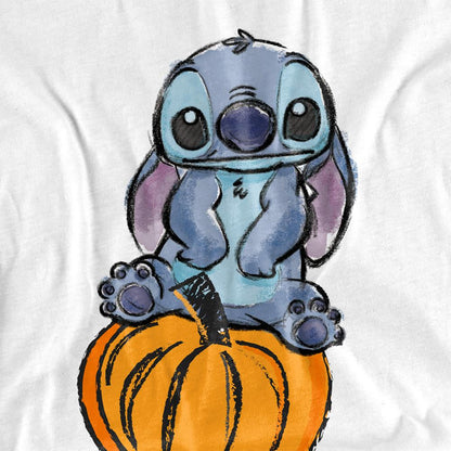 White - Side - Lilo & Stitch Unisex Adult Pumpkin Sketch T-Shirt