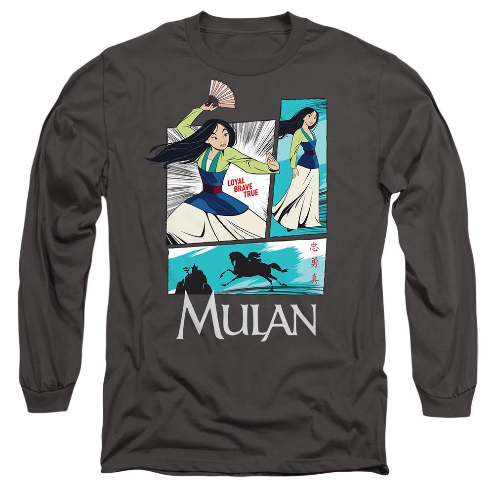 Charcoal - Front - Mulan Unisex Adult Action Panels T-Shirt