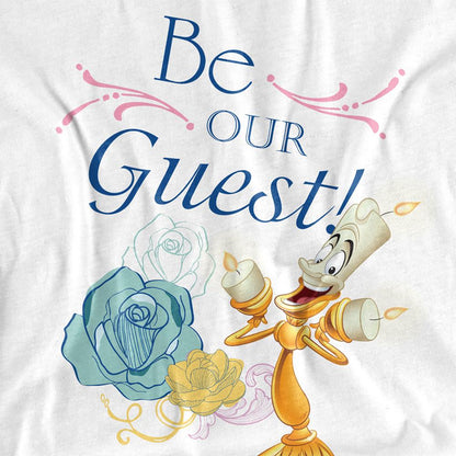 White - Side - Beauty And The Beast Unisex Adult Be Our Guest T-Shirt