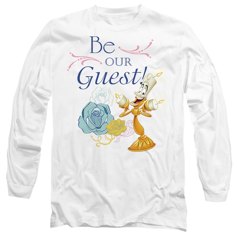 White - Front - Beauty And The Beast Unisex Adult Be Our Guest T-Shirt