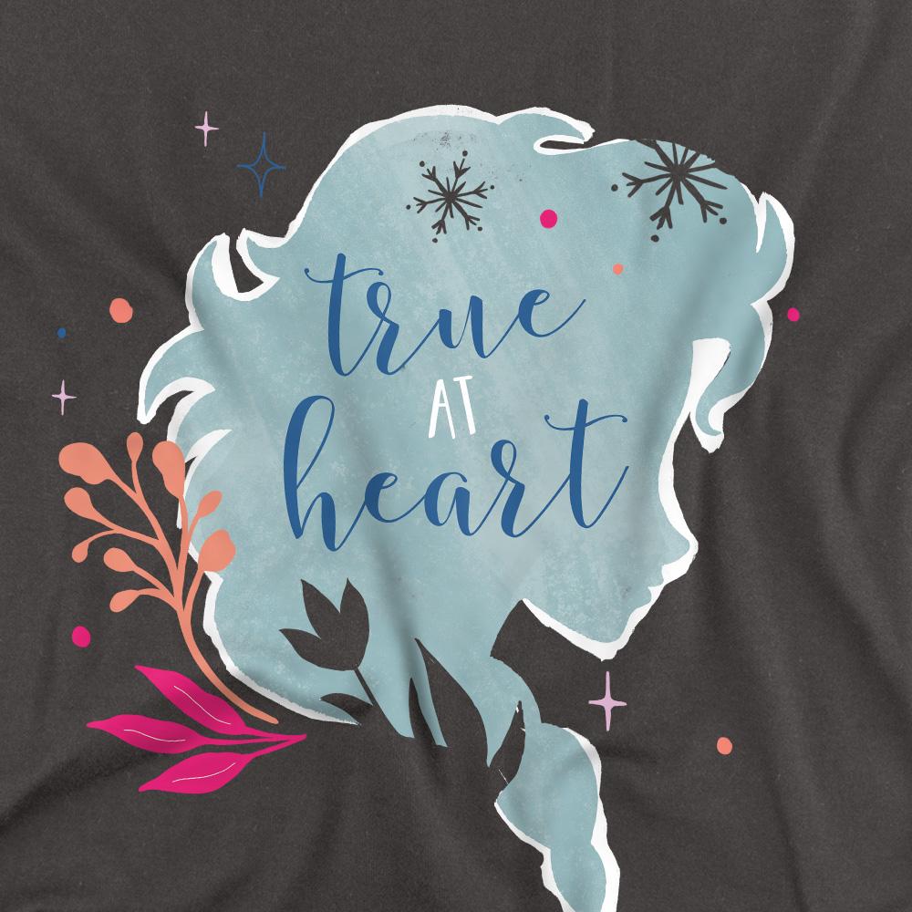 Charcoal - Side - Frozen Unisex Adult True At Heart Elsa Silhouette T-Shirt