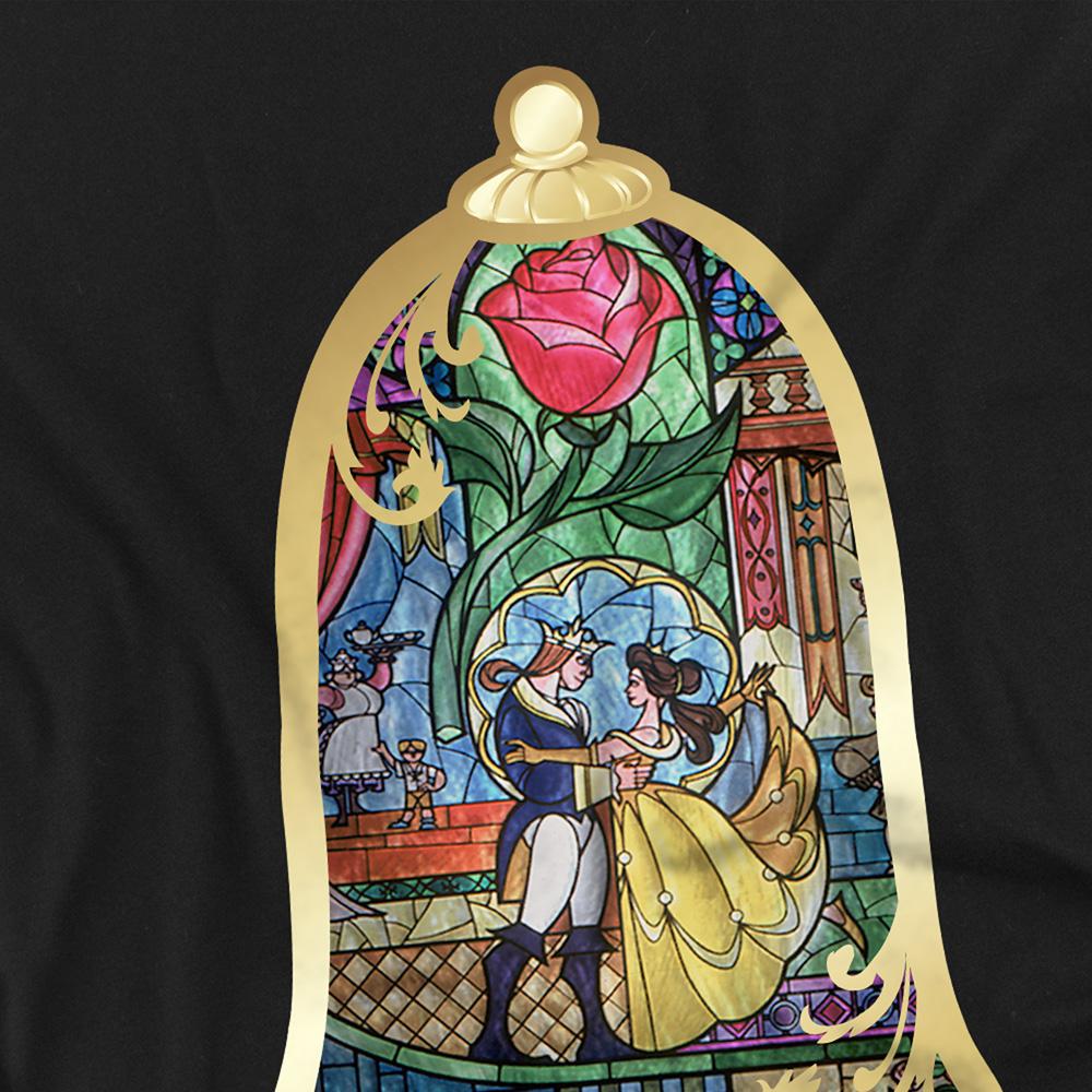 Black - Side - Beauty And The Beast Unisex Adult Stained Glass T-Shirt