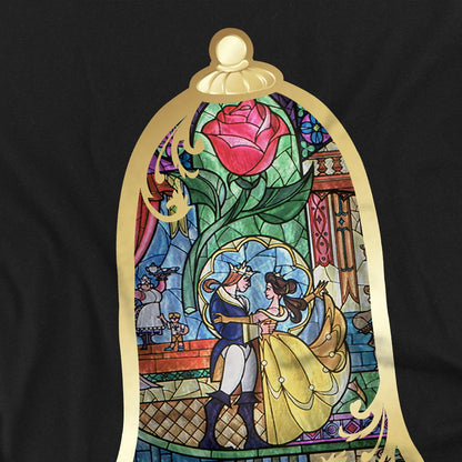 Black - Side - Beauty And The Beast Unisex Adult Stained Glass T-Shirt