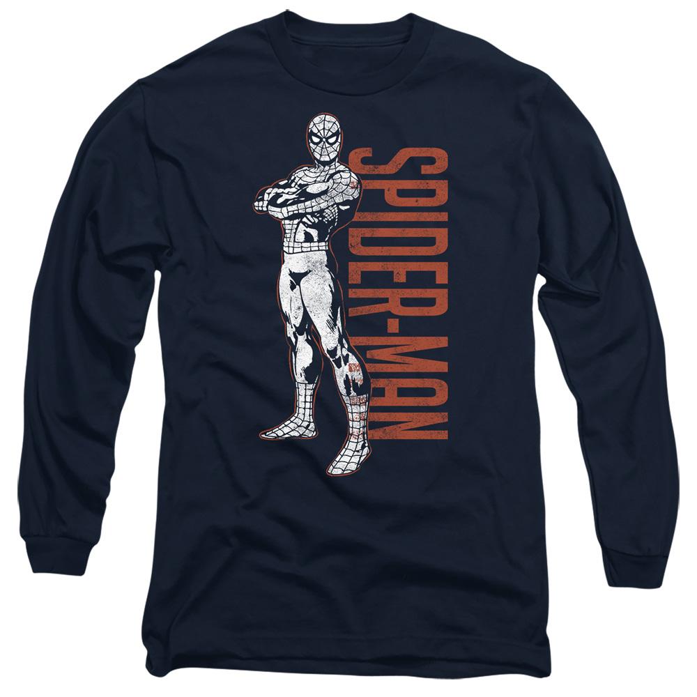 Navy - Front - Spider-Man Unisex Adult Hero Stance T-Shirt