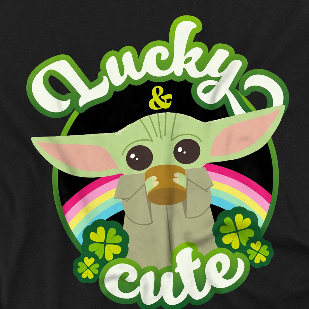Black - Side - Star Wars Unisex Adult Lucky Cute Grogu St Patricks Day T-Shirt