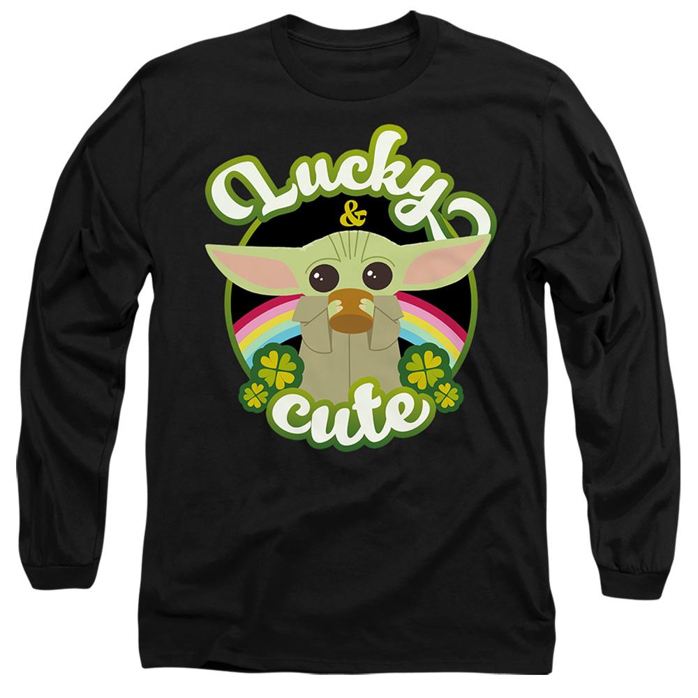 Black - Front - Star Wars Unisex Adult Lucky Cute Grogu St Patricks Day T-Shirt