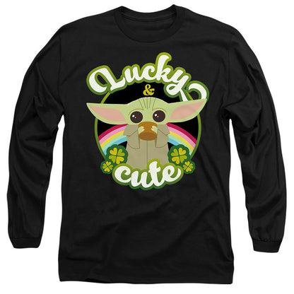Black - Front - Star Wars Unisex Adult Lucky Cute Grogu St Patricks Day T-Shirt