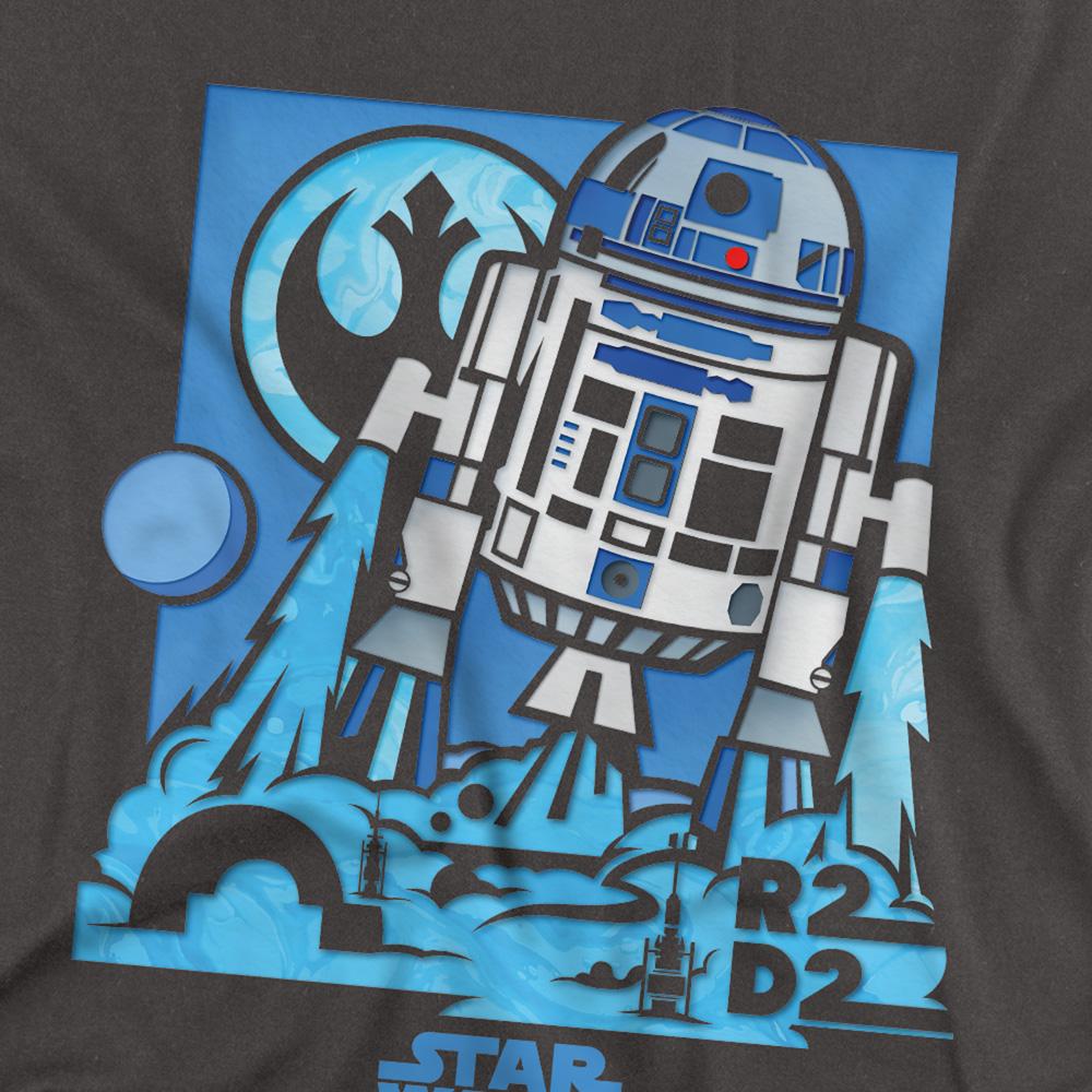 Charcoal - Side - Star Wars Unisex Adult Papercut R2-D2 T-Shirt