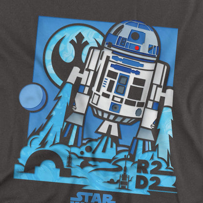 Charcoal - Side - Star Wars Unisex Adult Papercut R2-D2 T-Shirt