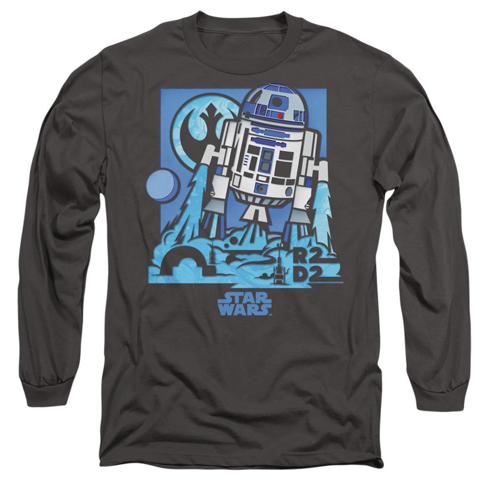Charcoal - Front - Star Wars Unisex Adult Papercut R2-D2 T-Shirt