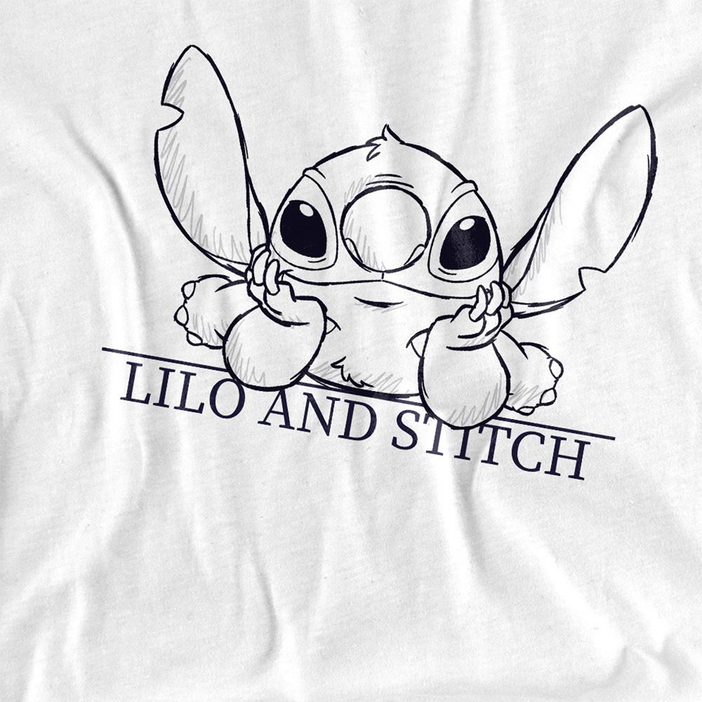 White - Side - Lilo & Stitch Unisex Adult Relaxed Sketch T-Shirt