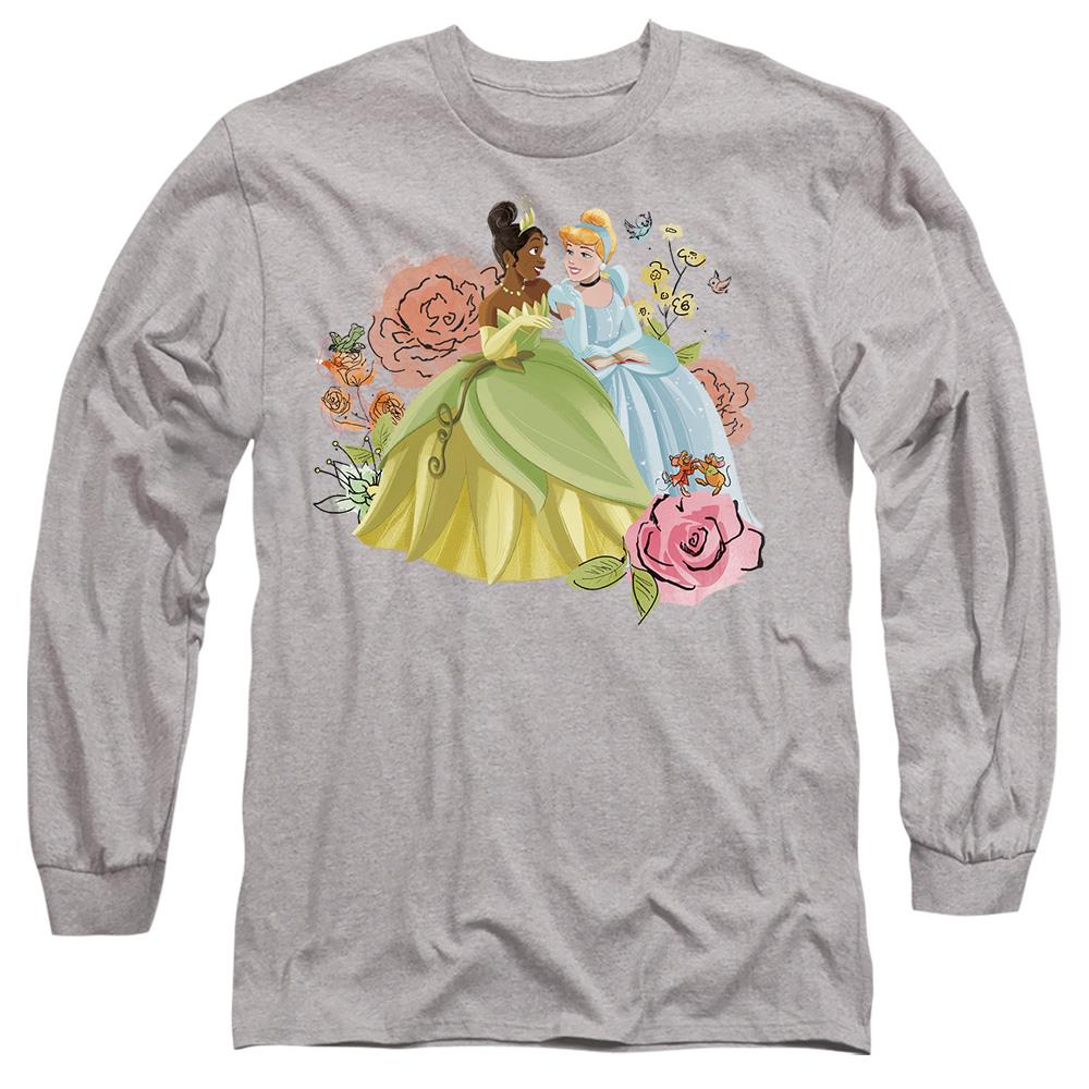Sport Heather - Front - Disney Princess Unisex Adult In The Garden Tiana And Cinderella T-Shirt