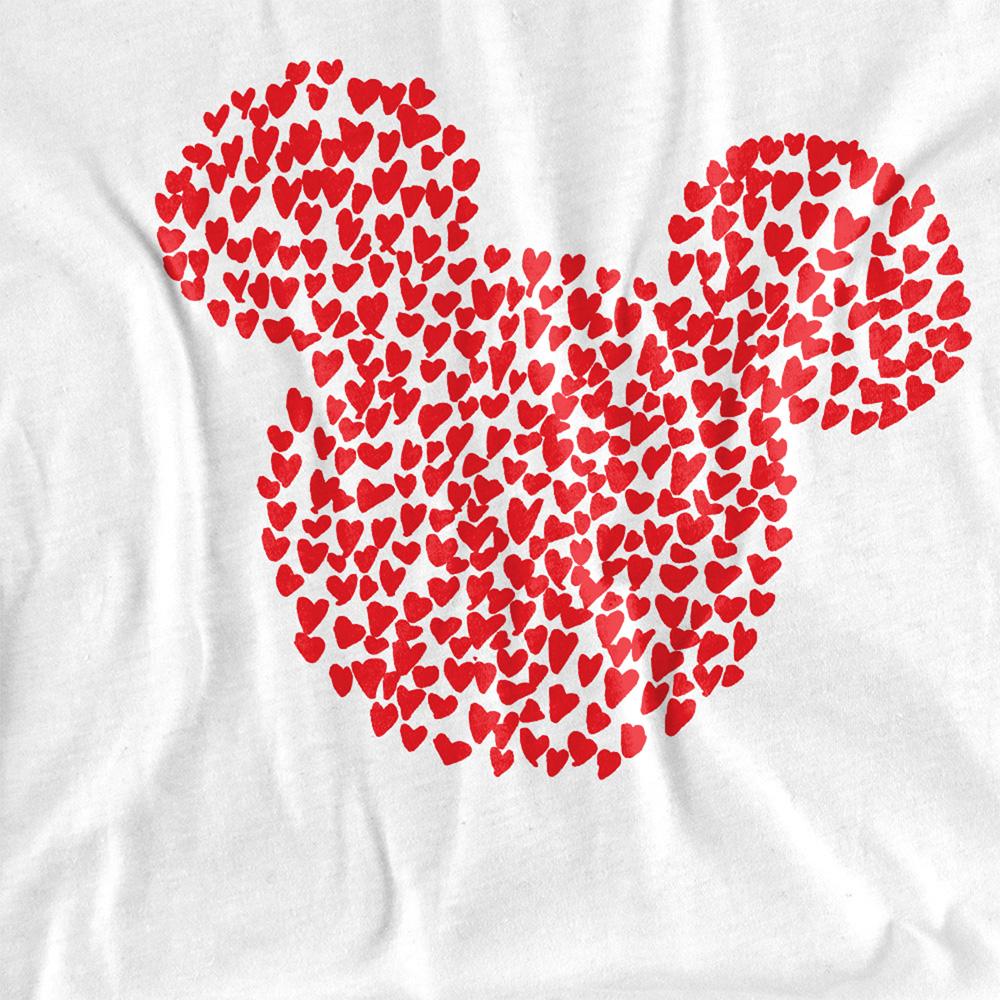 White - Side - Disney Unisex Adult Mickey Mouse Heart Ears Silhouette Valentine`s Day T-Shirt