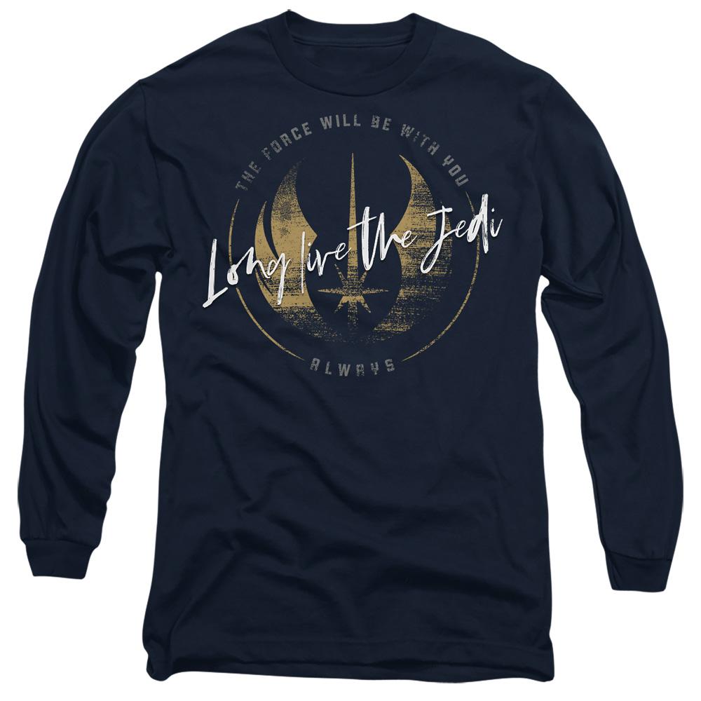 Navy - Front - Star Wars Unisex Adult Long Live The Jedi Obi Wan Kenobi T-Shirt