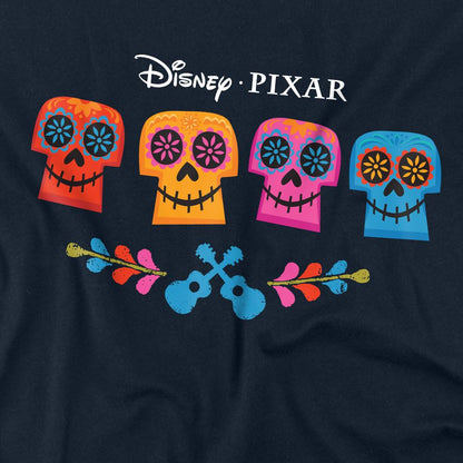 Navy - Side - Coco Unisex Adult Skull Logo Full Color T-Shirt